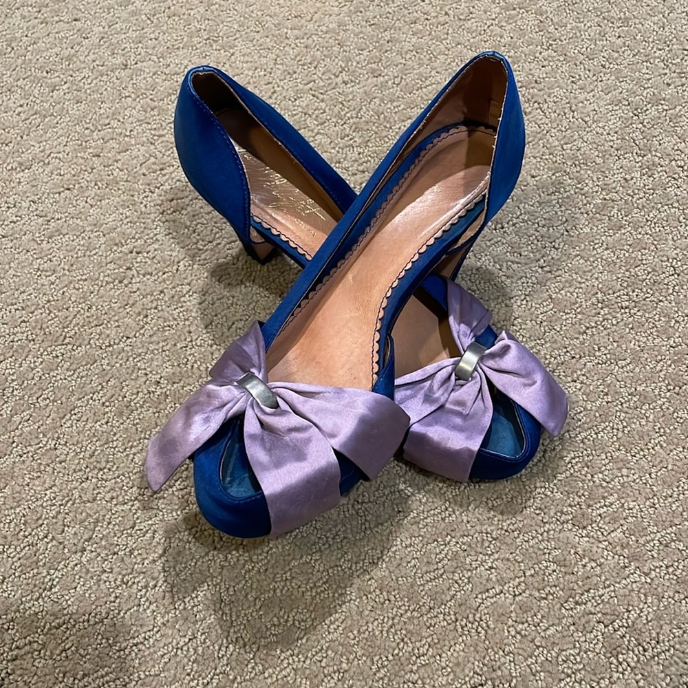 Silk navy and purple heels